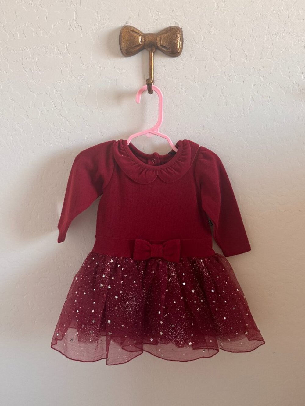 Deux par Deux Red Velvet Star Tulle Holiday Dress (18 months)